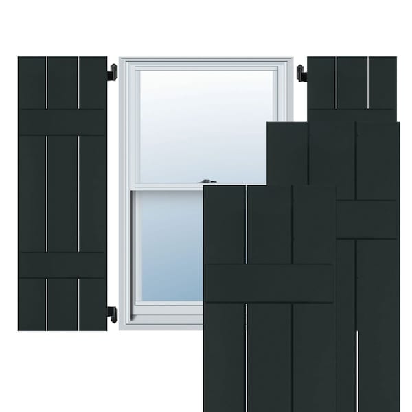 Ekena Millwork Exterior 3 Board (2 Batten) Real Wood Pine Board-n-Batten Shutters PR, RWB12X056DGP RWB12X056DGP - main